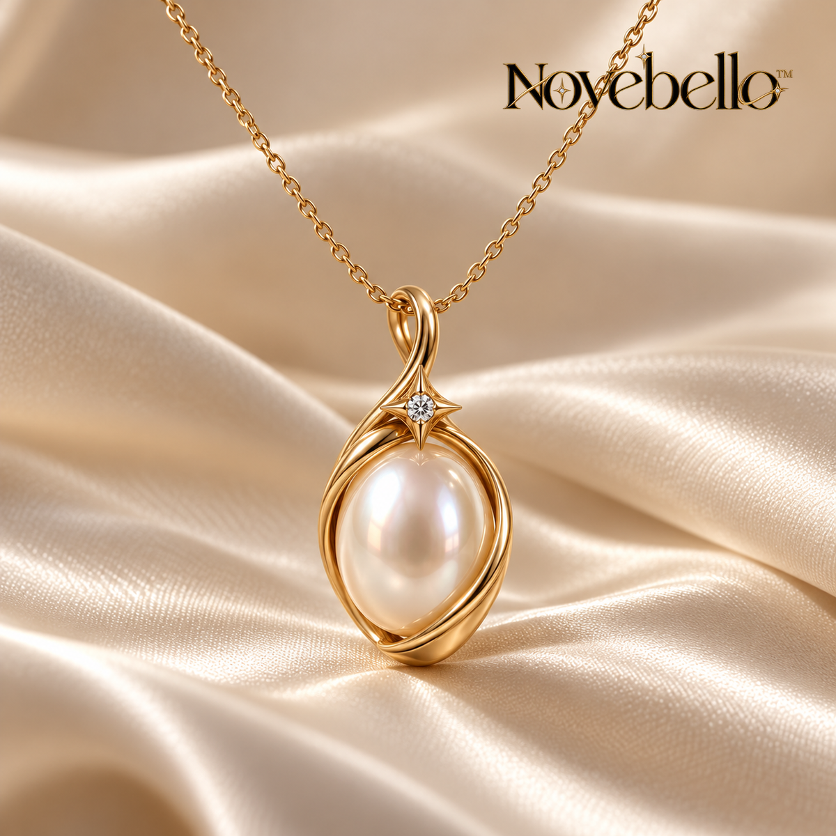 Novebello™ Pearl Oval Pendant Necklace in Gold Tone