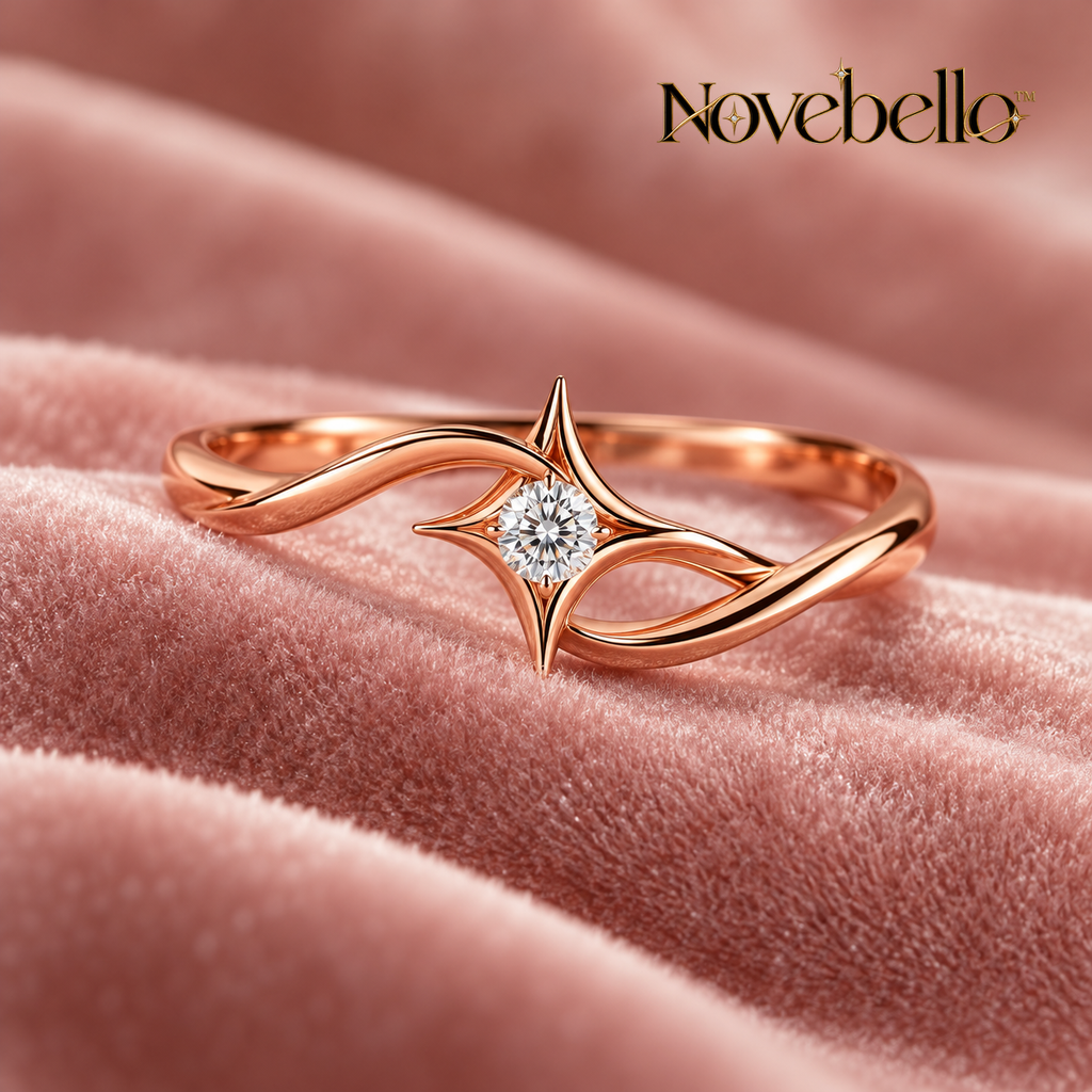 Novebello™ Rose Gold Star Crystal Statement Ring