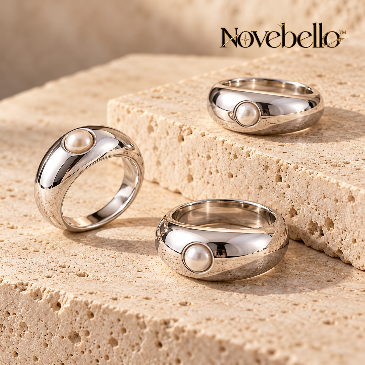 Novebello™ Silver Pearl Accent Ring Collection