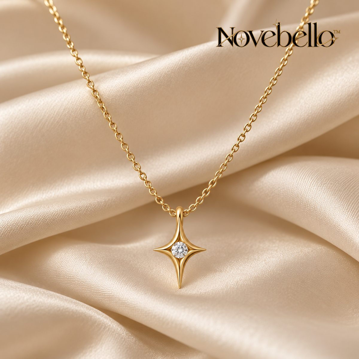 Novebello™ Gold Starburst Crystal Pendant Necklace