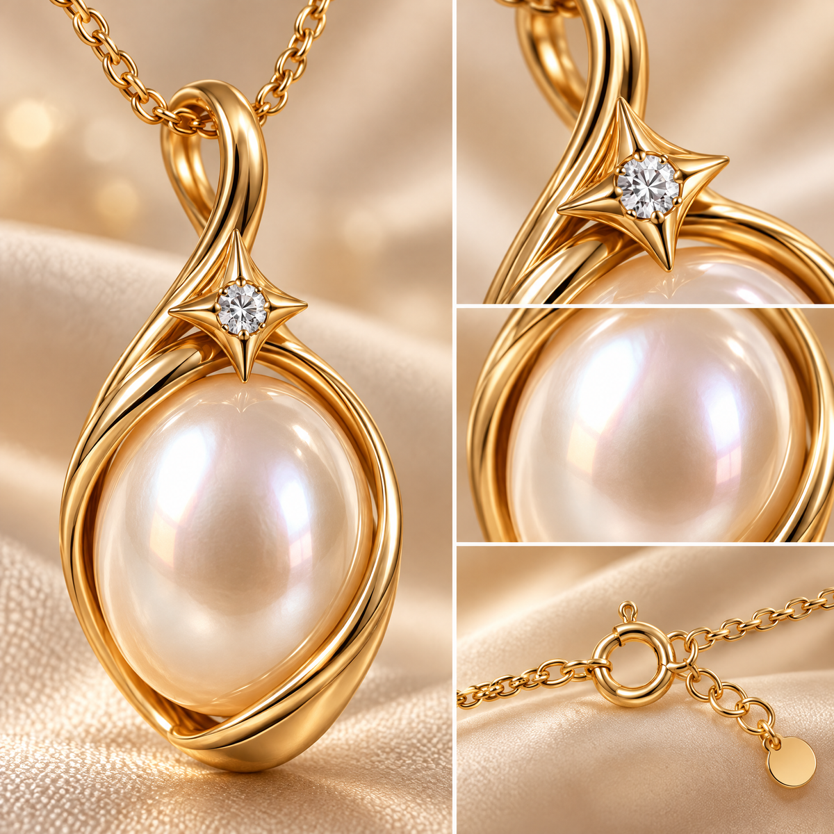 Novebello™ Pearl Oval Pendant Necklace in Gold Tone