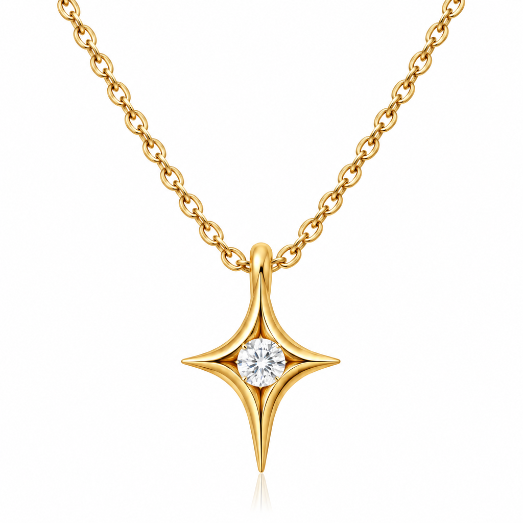 Novebello™ Gold Starburst Crystal Pendant Necklace