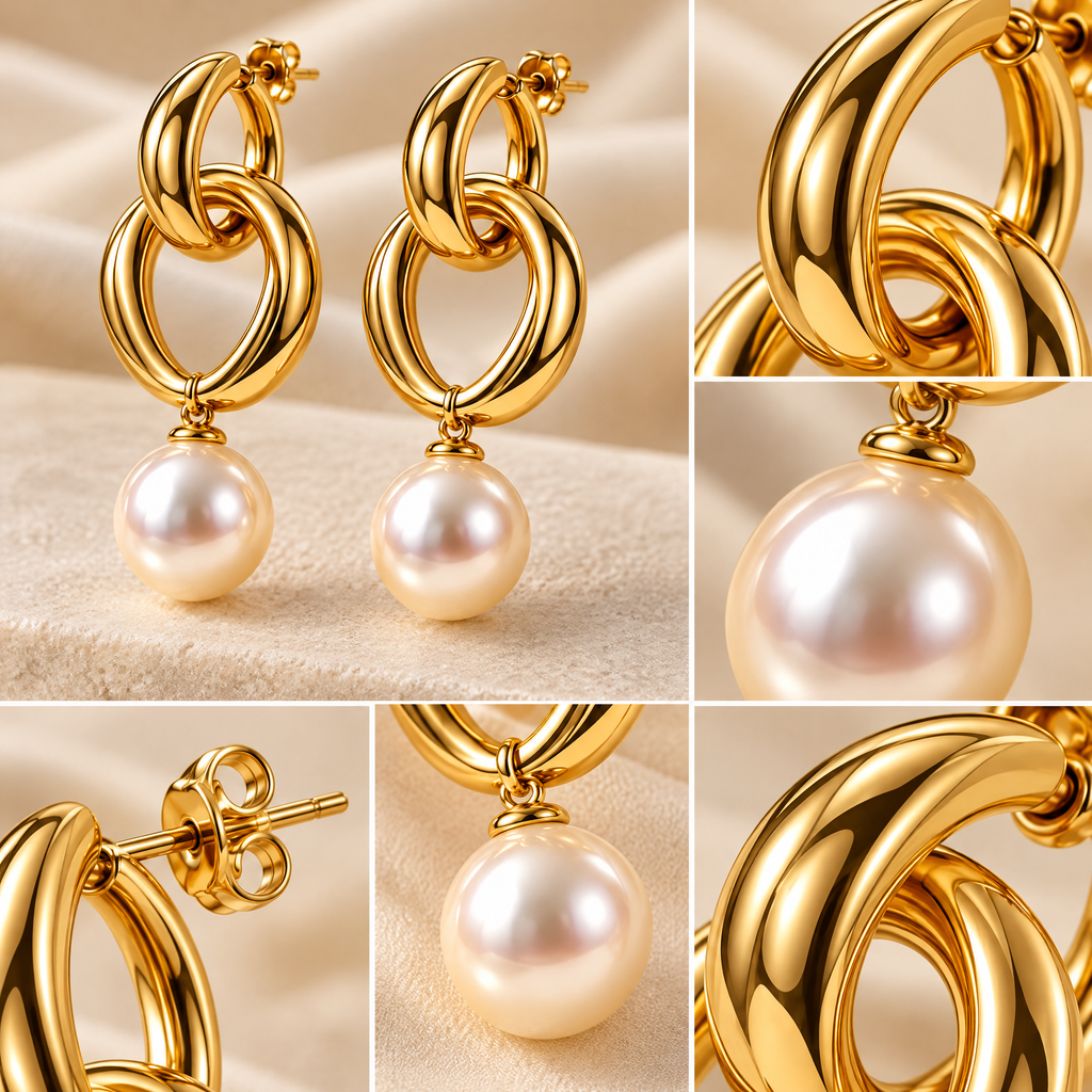 Novebello™ Gold Knot Pearl Drop Earrings