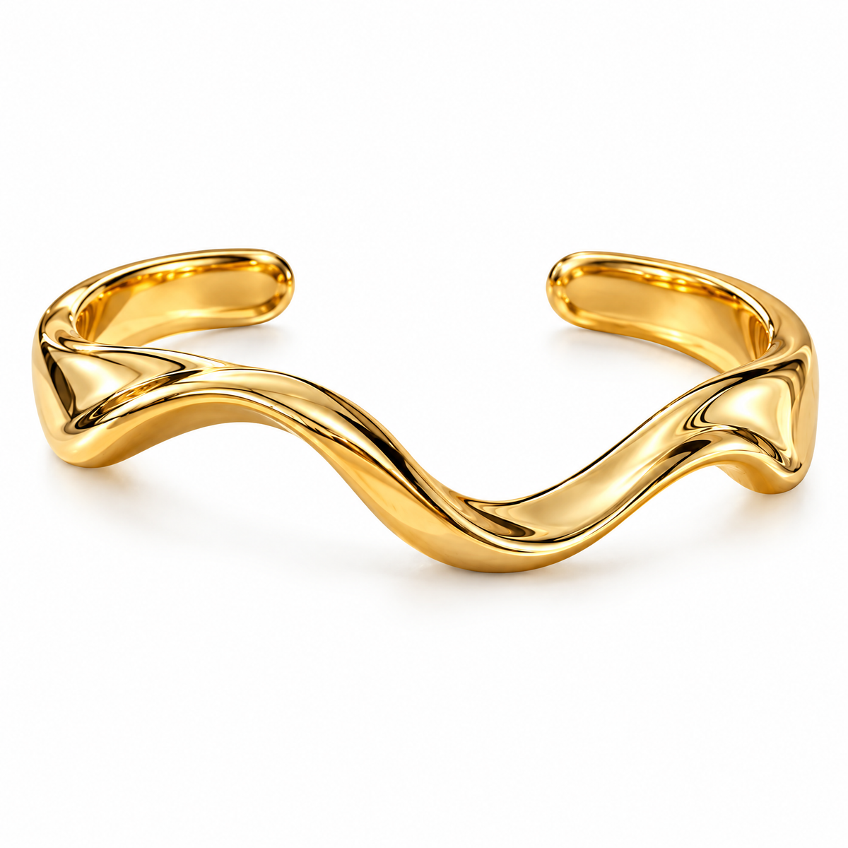 Novebello™ Gold Sculptural Wave Cuff Bracelet