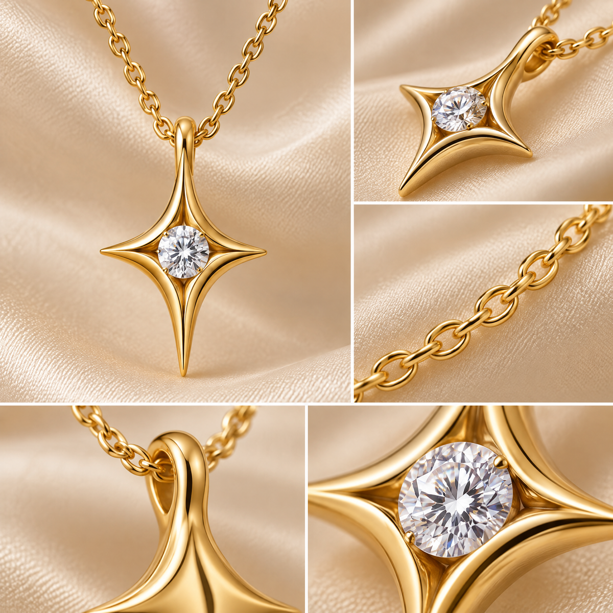 Novebello™ Gold Starburst Crystal Pendant Necklace