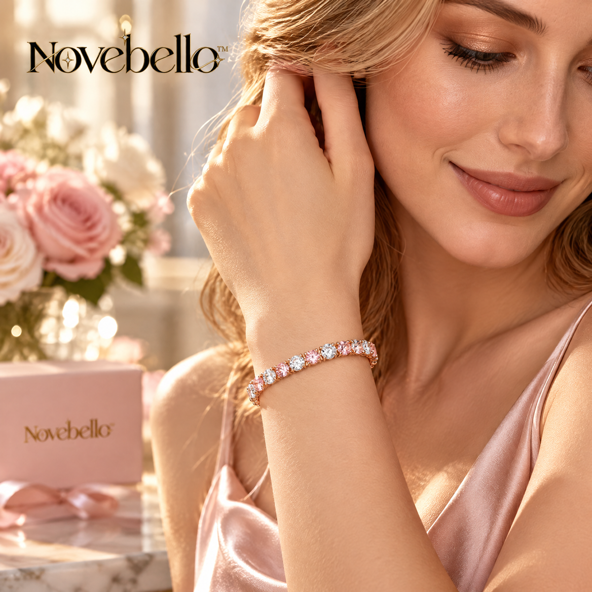Novebello™ Rose Gold Crystal Tennis Bracelet
