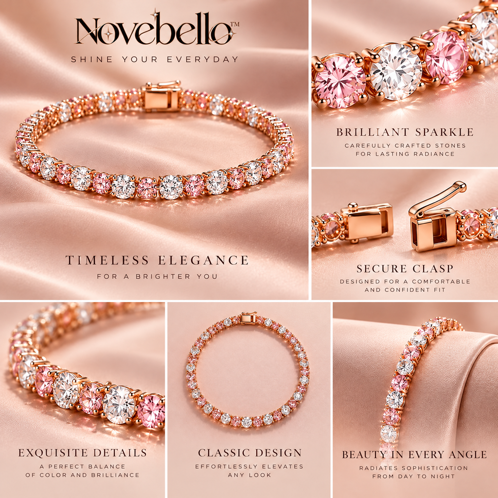 Novebello™ Rose Gold Crystal Tennis Bracelet