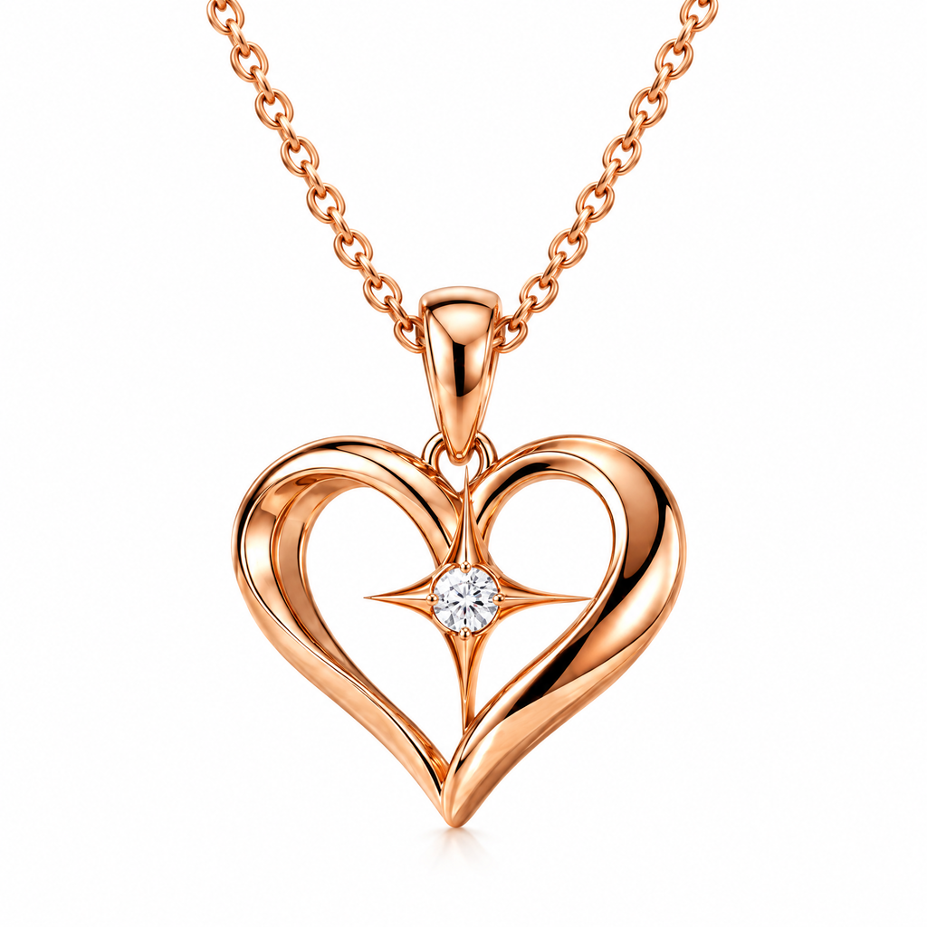 Novebello™ Rose Gold Heart Crystal Pendant Necklace