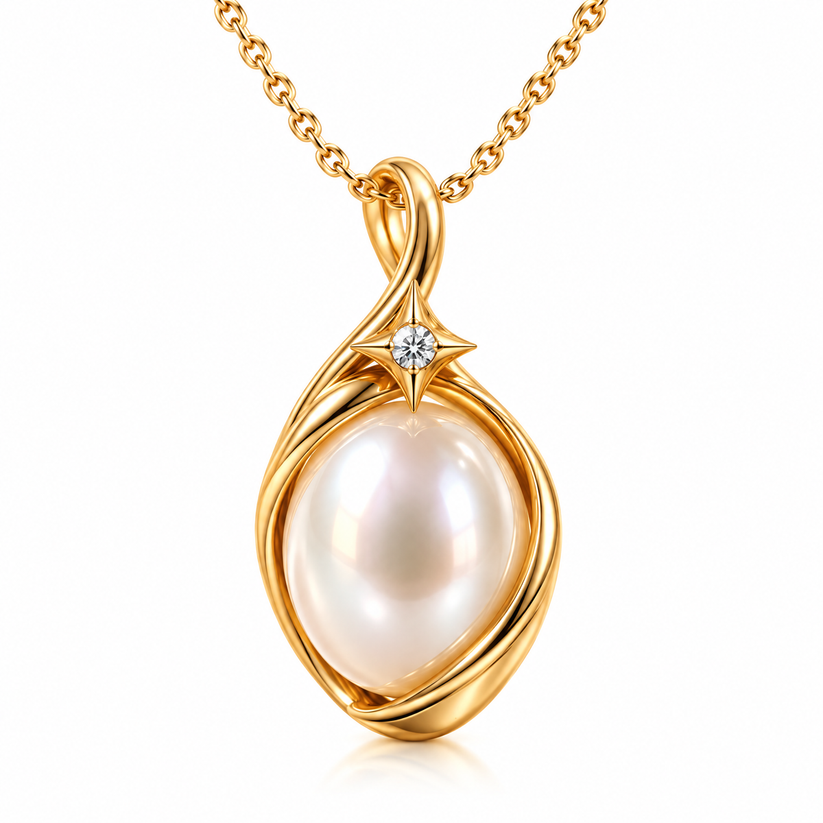 Novebello™ Pearl Oval Pendant Necklace in Gold Tone