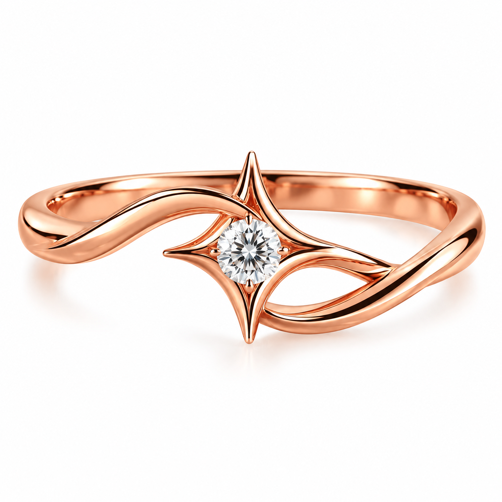 Novebello™ Rose Gold Star Crystal Statement Ring