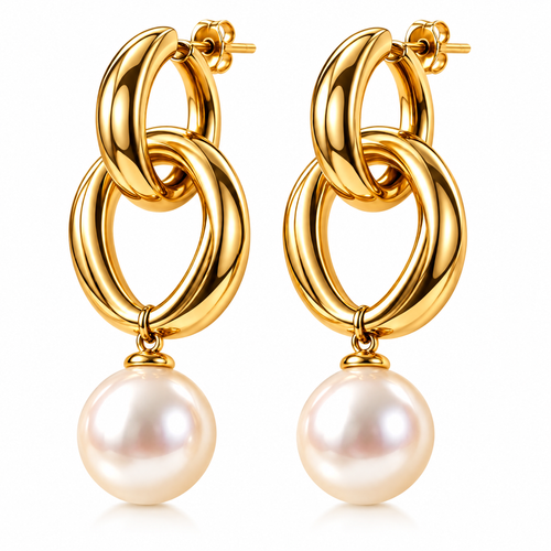 Novebello™ Gold Knot Pearl Drop Earrings