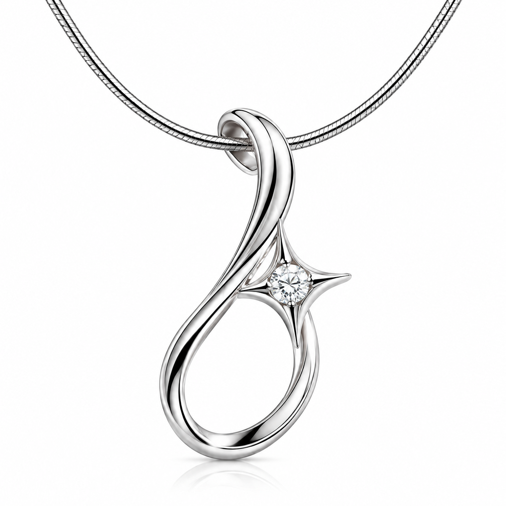 Novebello™ Silver Teardrop Crystal Pendant Necklace