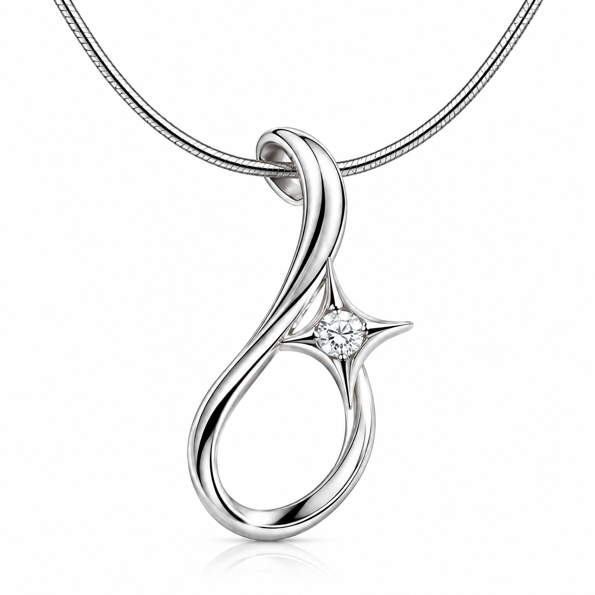 Novebello™ Silver Teardrop Crystal Pendant Necklace