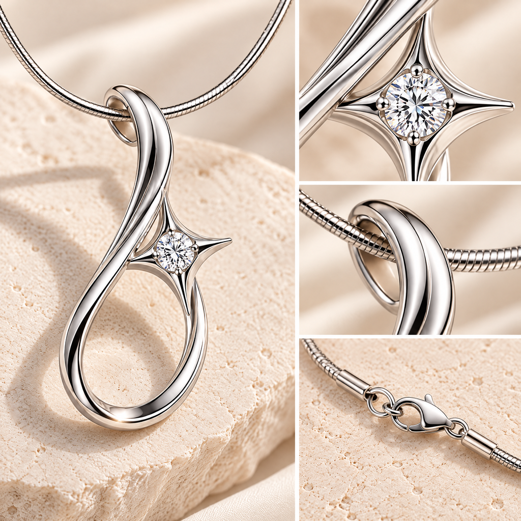 Novebello™ Silver Teardrop Crystal Pendant Necklace