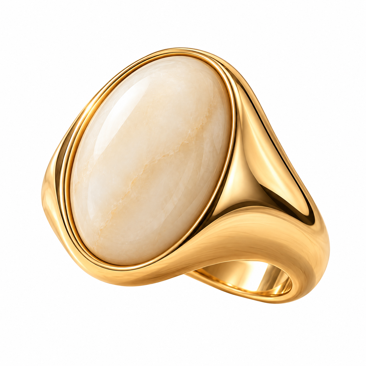 Novebello™ Gold Oval Stone Statement Signet Ring