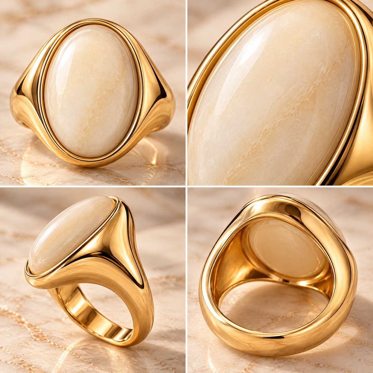 Novebello™ Gold Oval Stone Statement Signet Ring