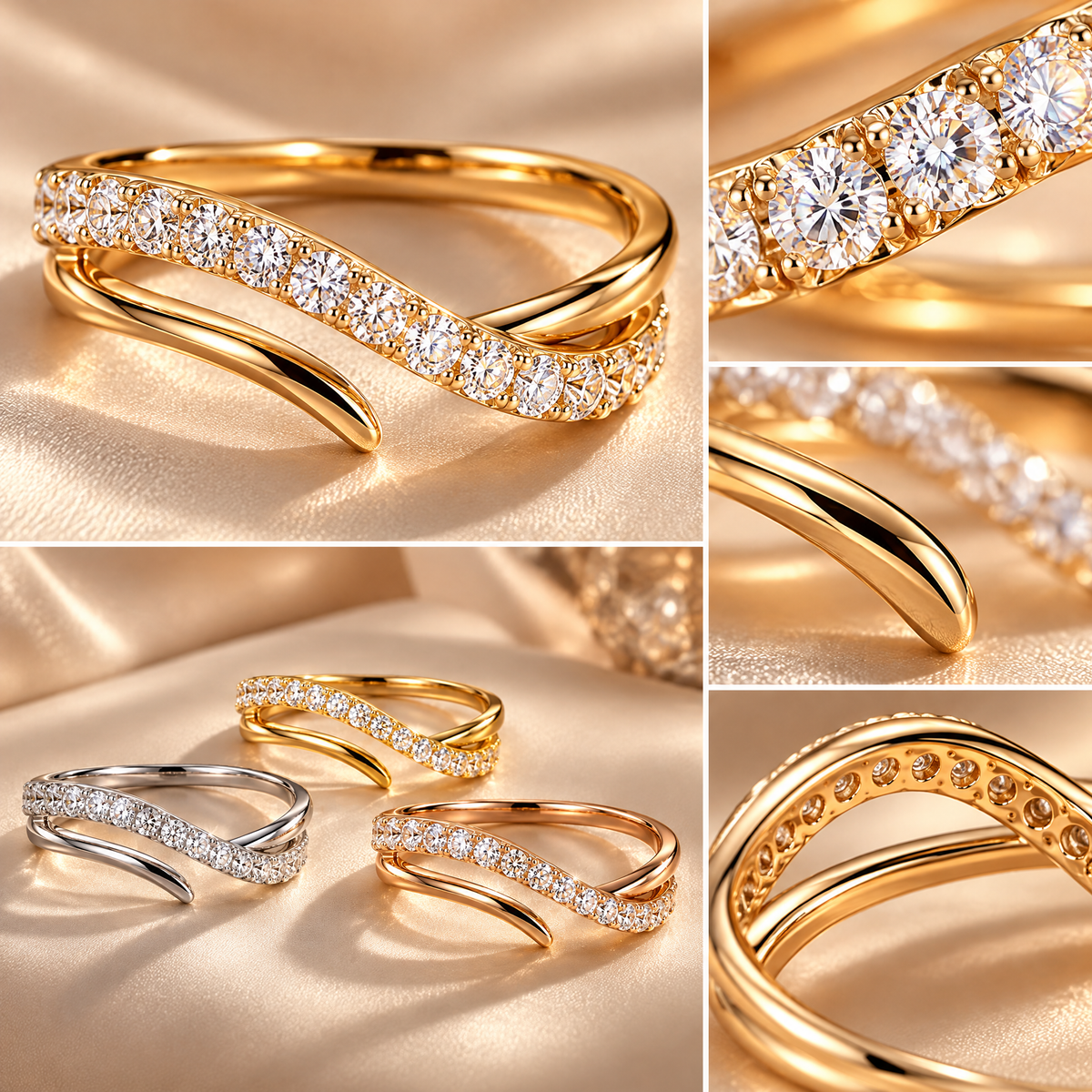 Novebello™ Mixed Metal Crystal Ring Set