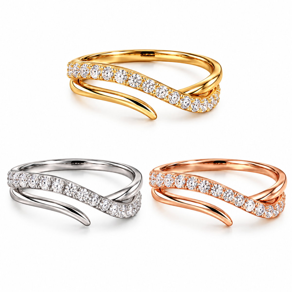 Novebello™ Mixed Metal Crystal Ring Set