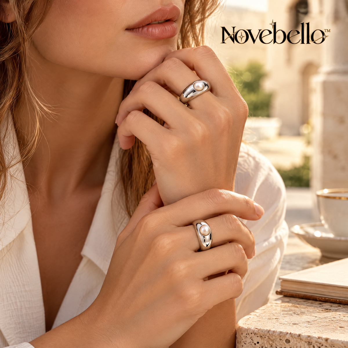 Novebello™ Silver Pearl Accent Ring Collection